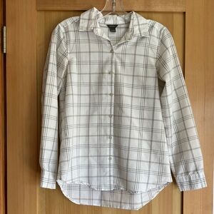 Eddie Bauer White and Gray Plaid Shirt